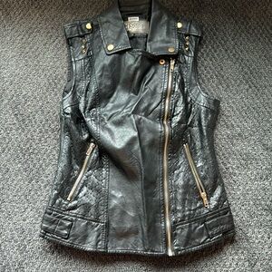 Black faux leather vest